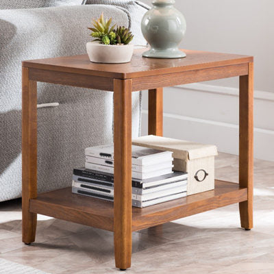 Ashwood Double Tier End Table Contemporary Rectangular Side Table for Living Room