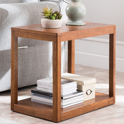 Ashwood Double Tier End Table Contemporary Rectangular Side Table for Living Room