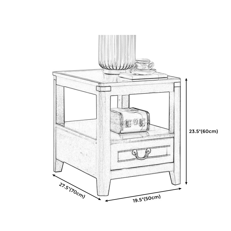 Square Accent Side Table Solid Wood Four-Leg Sofa Side Accent Table