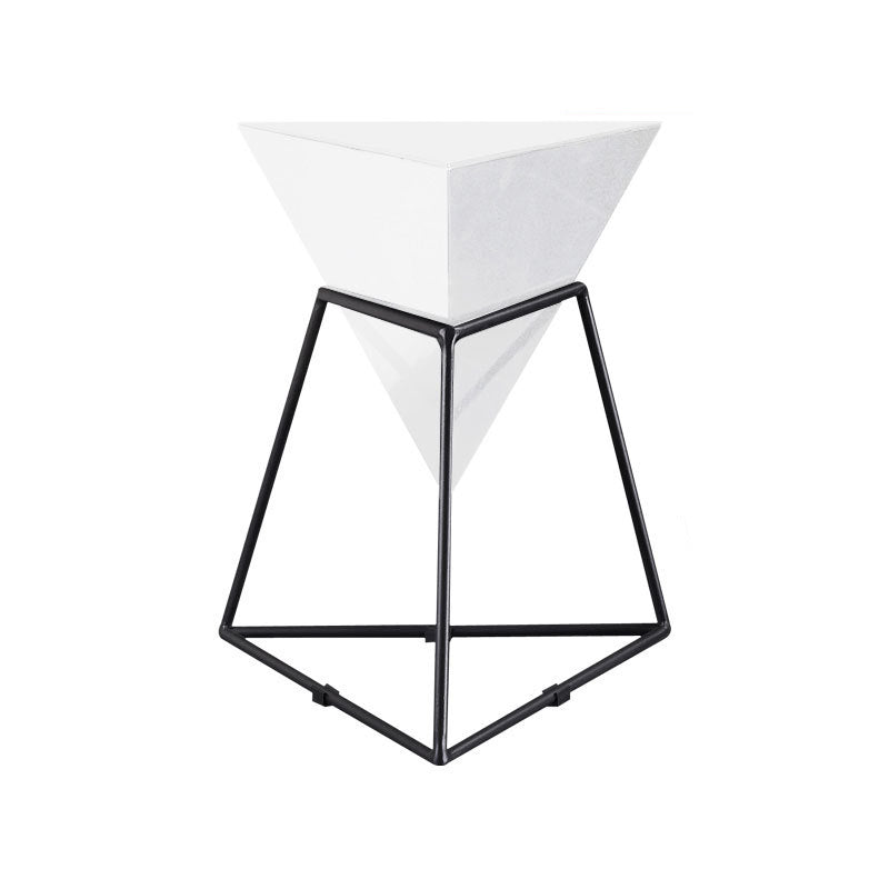 Metal Frame Triangle End Table,21.6"H Gloss Modern Side Table