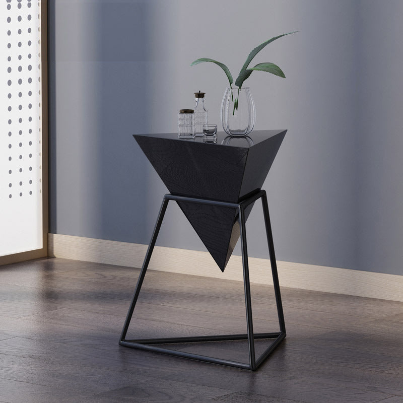 Metal Frame Triangle End Table,21.6"H Gloss Modern Side Table