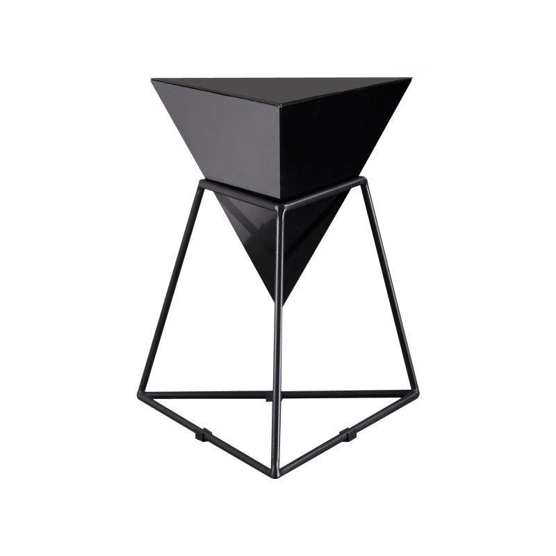 Metal Frame Triangle End Table,21.6"H Gloss Modern Side Table