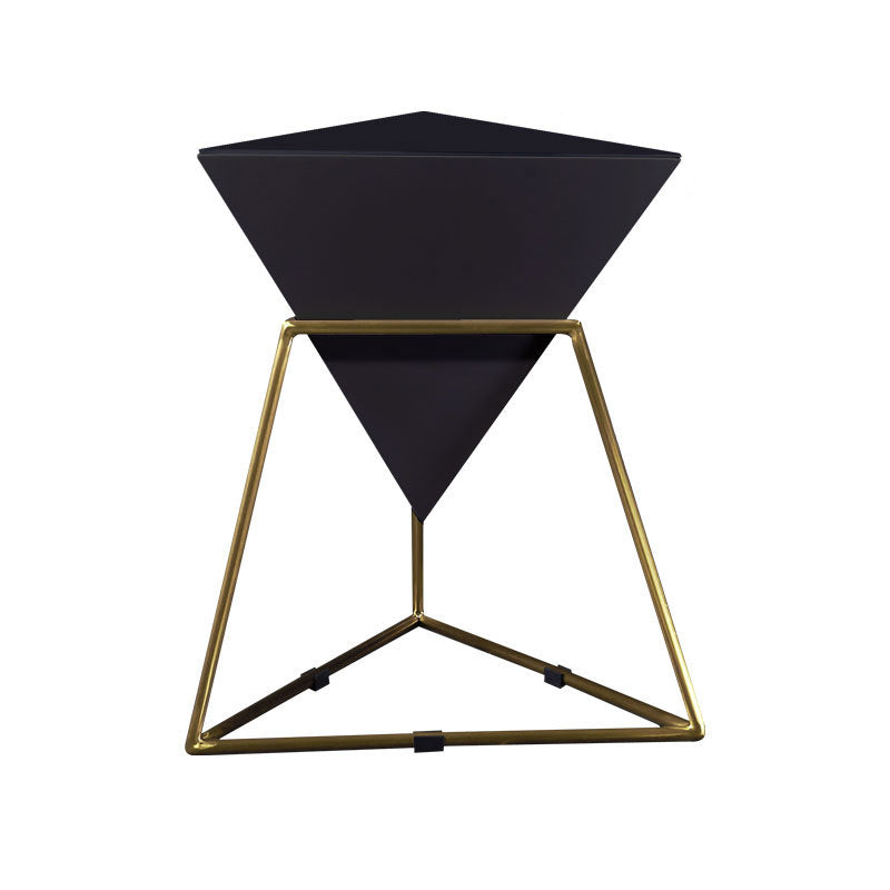 Metal Frame Triangle End Table,21.6"H Gloss Modern Side Table