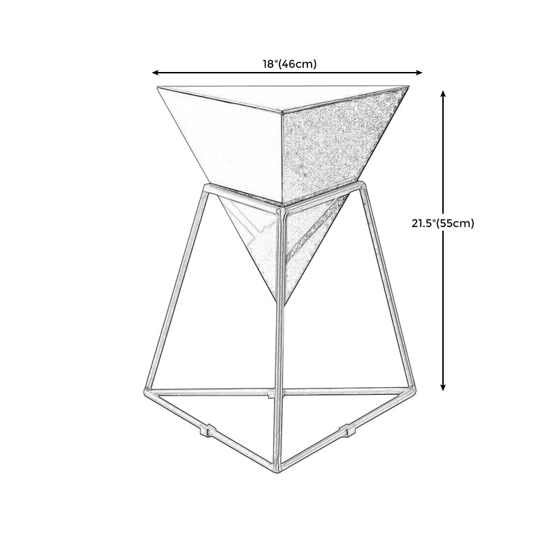 Metal Frame Triangle End Table,21.6"H Gloss Modern Side Table
