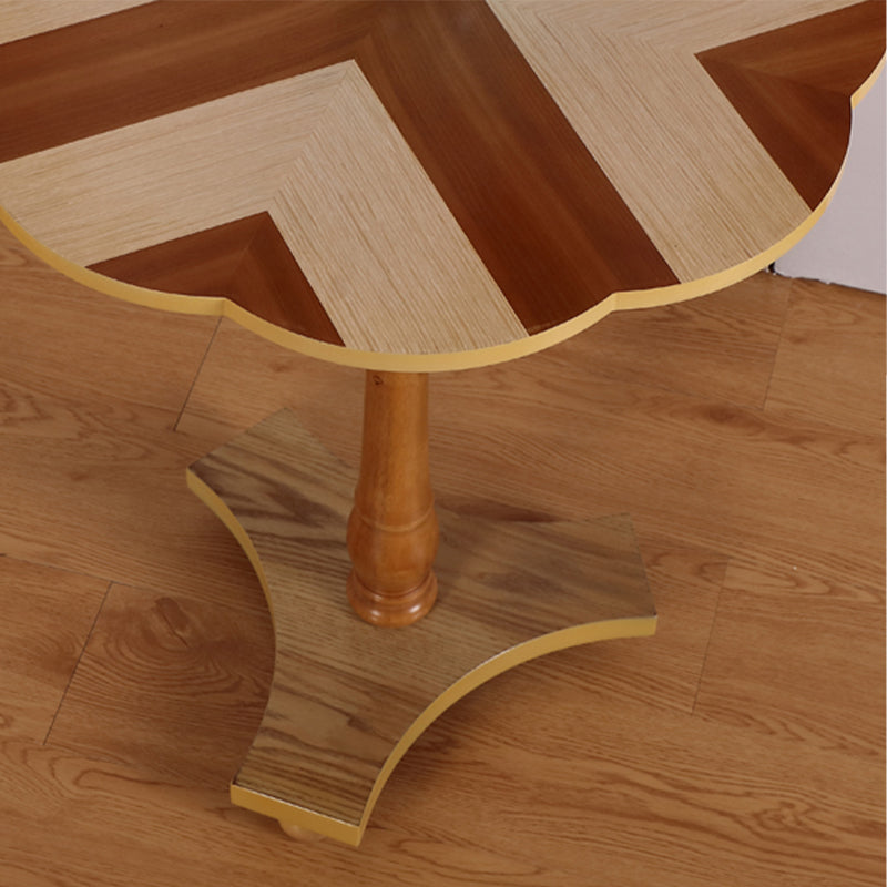 Brown Solid Oak End Table, Round Gloss Contemporary Side Table
