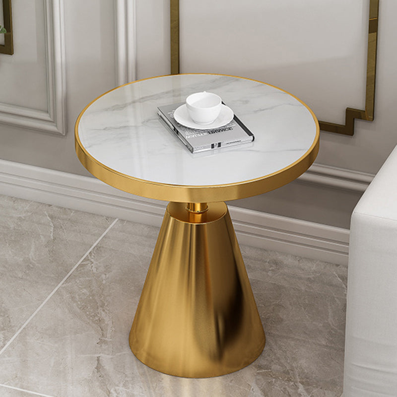 Glam Round Modern Block Side Table Sintered Stone Pedestal End Table
