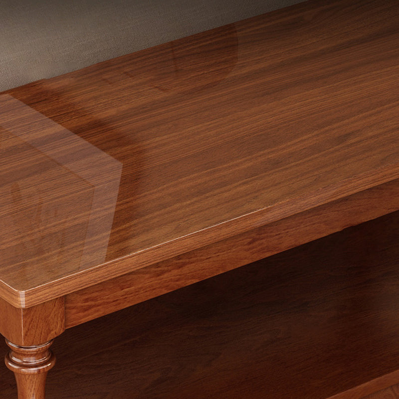 Rectangular Side Table Traditional Glossy End Table with Drawer and Shelf
