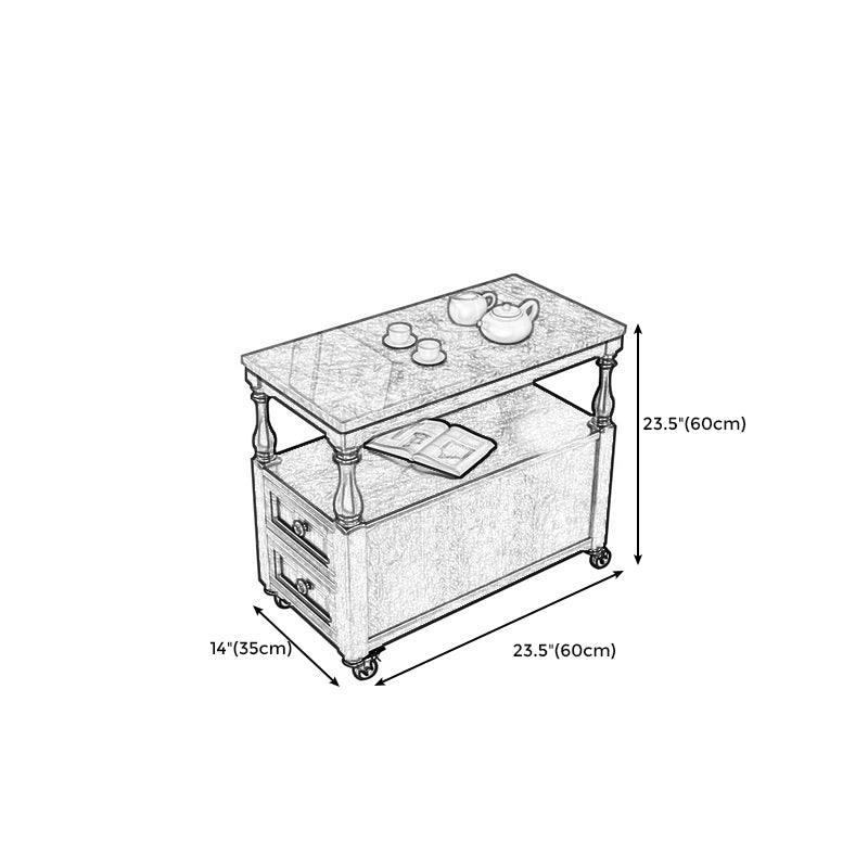 Rectangular Side Table Traditional Glossy End Table with Drawer and Shelf