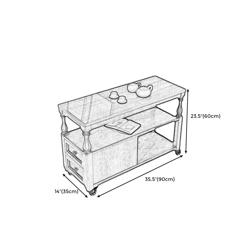 Rectangular Side Table Traditional Glossy End Table with Drawer and Shelf