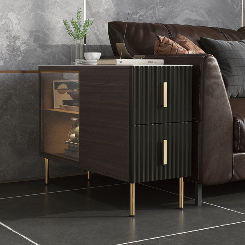 Modern Square 4 Legs Side Table with Storage for Living Room