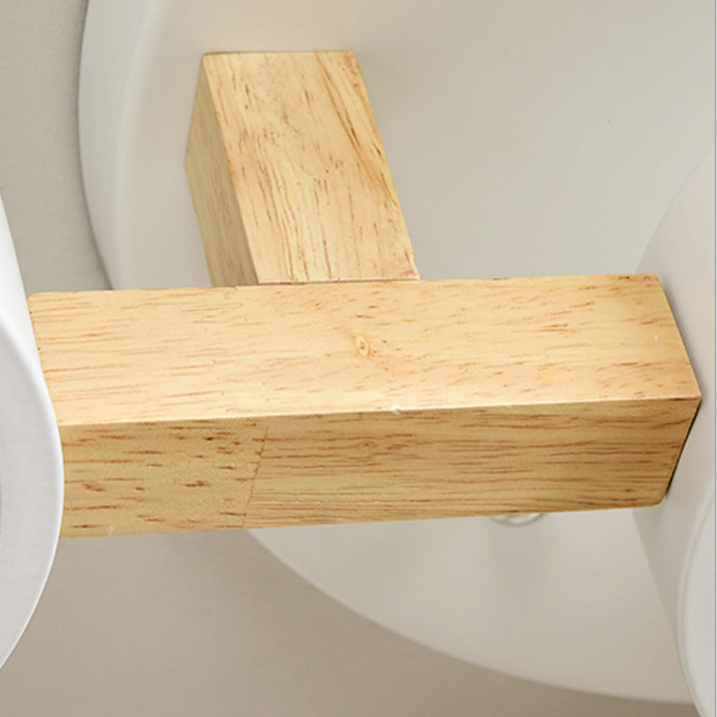 Nordic Round Ceiling Light Wood Macaron LED Flush Mount Light for Living Room