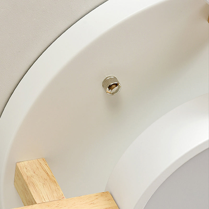 Nordic Round Ceiling Light Wood Macaron LED Flush Mount Light for Living Room