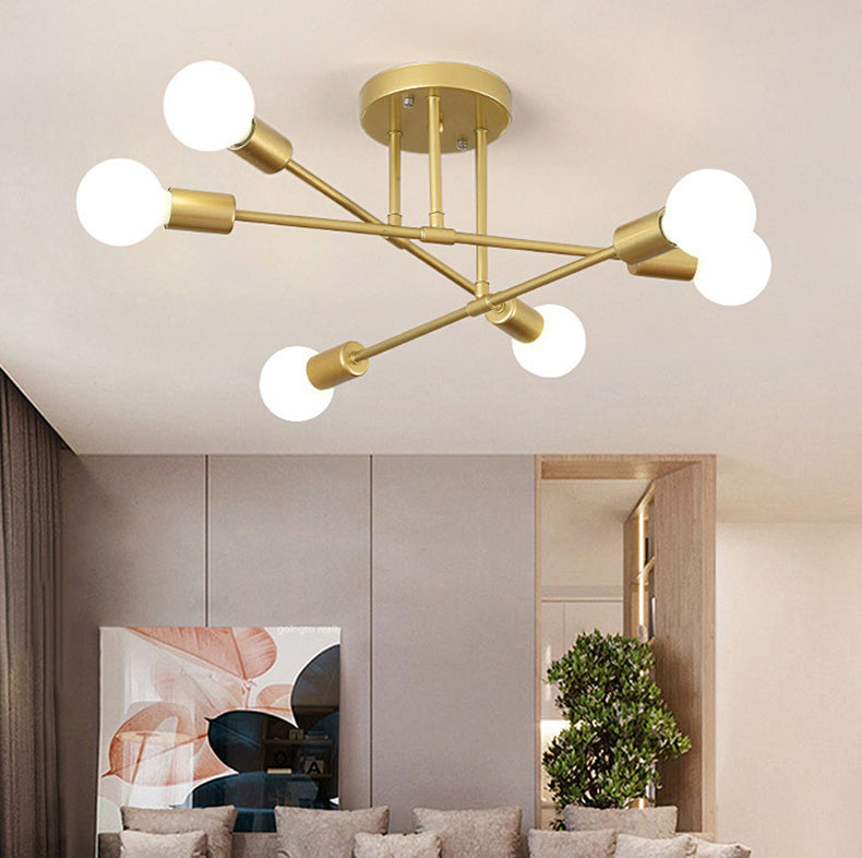 Metal Sputnik Shade Flush Ceiling Light Modern Style 6 Lights Flush Mount Fixture
