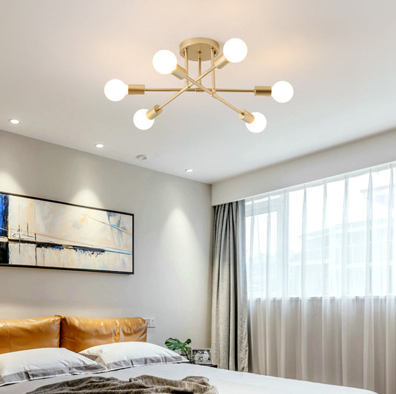 Metal Sputnik Shade Flush Ceiling Light Modern Style 6 Lights Flush Mount Fixture