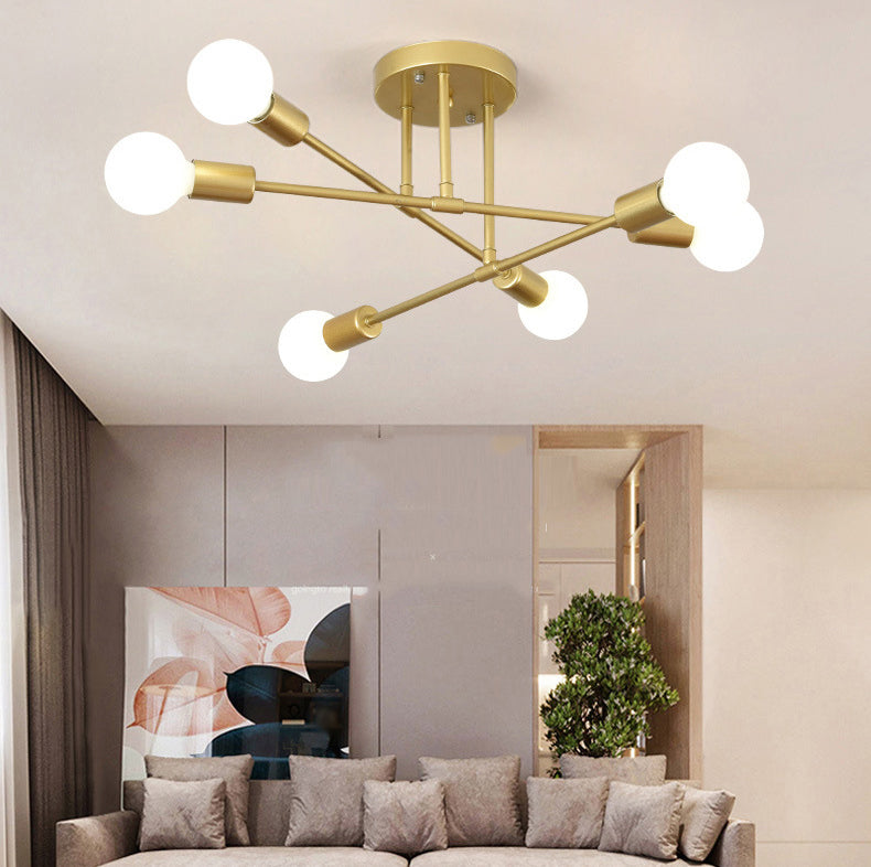 Metal Sputnik Shade Flush Ceiling Light Modern Style 6 Lights Flush Mount Fixture