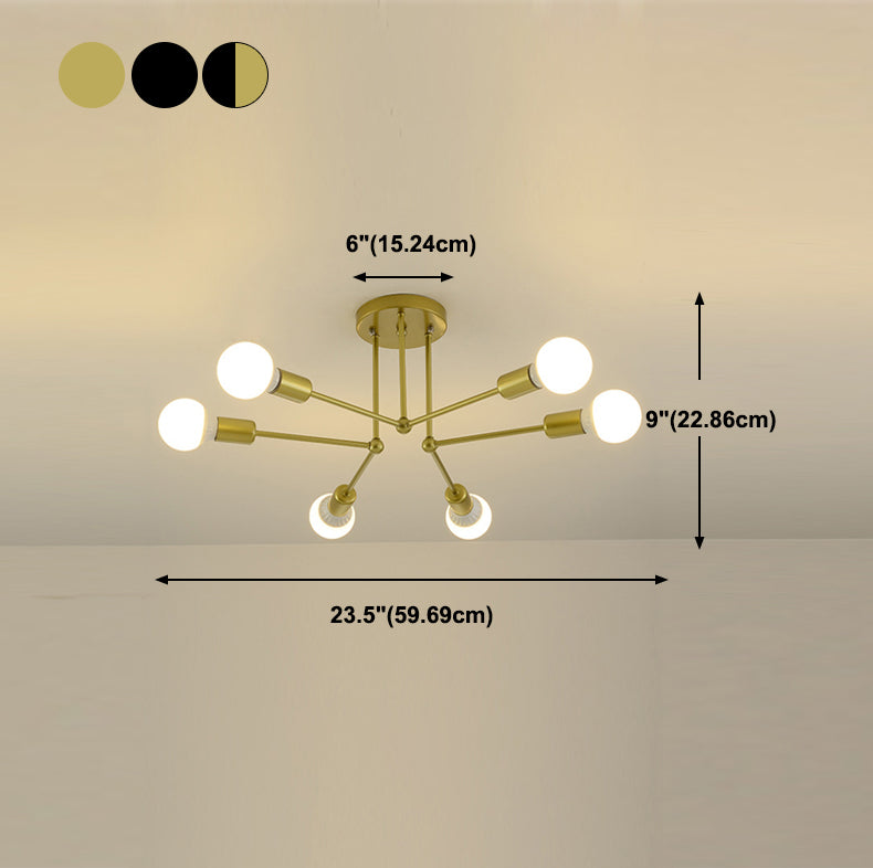 Metal Sputnik Shade Flush Ceiling Light Modern Multi-Lights Flush Mount Fixture