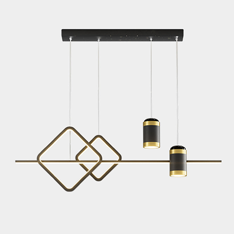 Contemporary Style Linear Island Lighting Metal Island Lighting Fixtures in Black