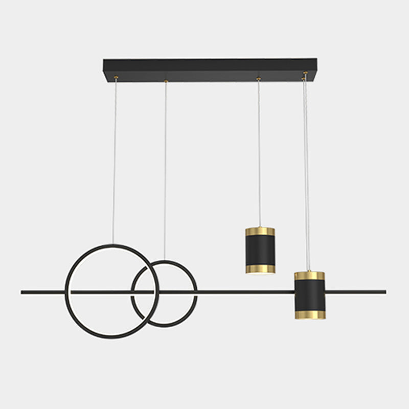 Contemporary Style Linear Island Lighting Metal Island Lighting Fixtures in Black
