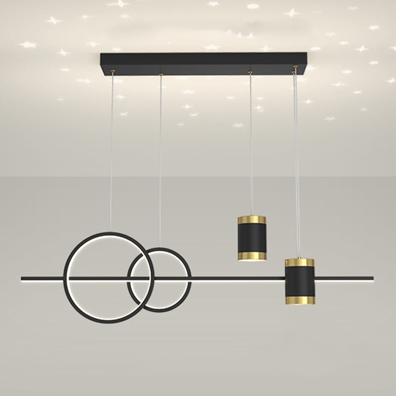 Contemporary Style Linear Island Lighting Metal Island Lighting Fixtures in Black