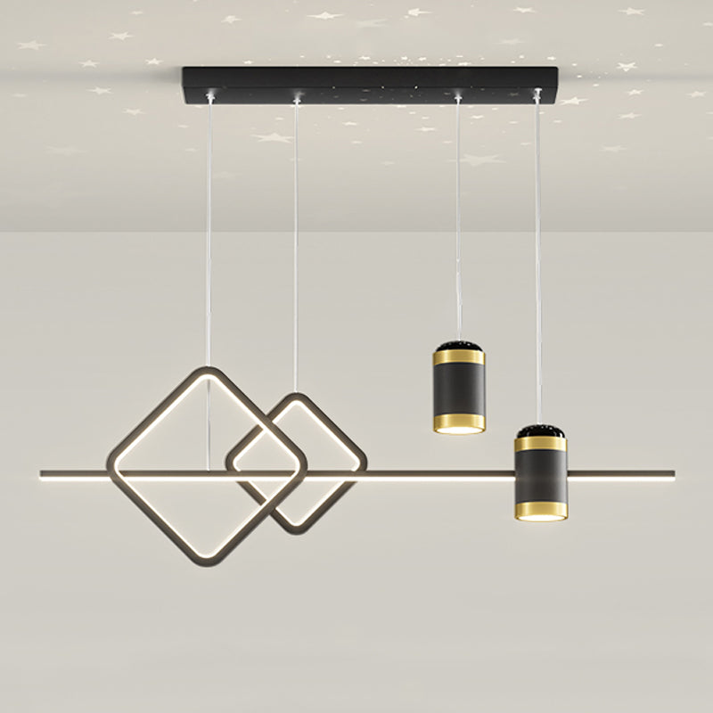 Contemporary Style Linear Island Lighting Metal Island Lighting Fixtures in Black