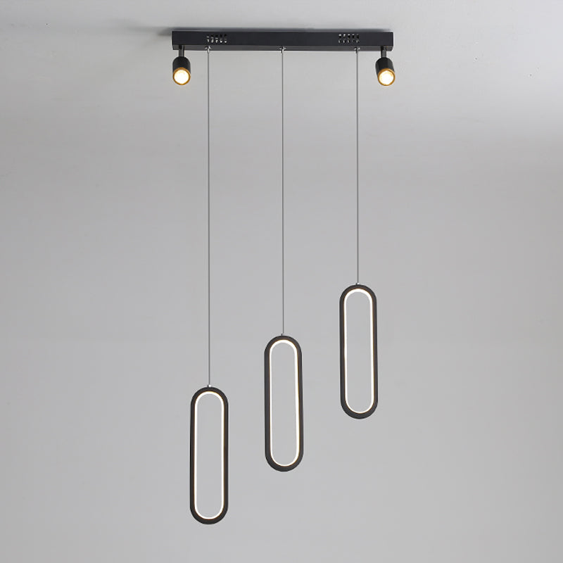 Contemporary Style Linear Island Lighting Metal Island Lighting in Black