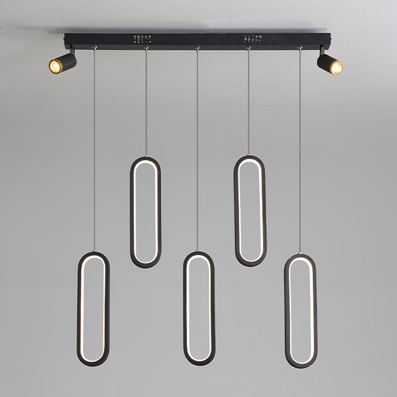 Contemporary Style Linear Island Lighting Metal Island Lighting in Black