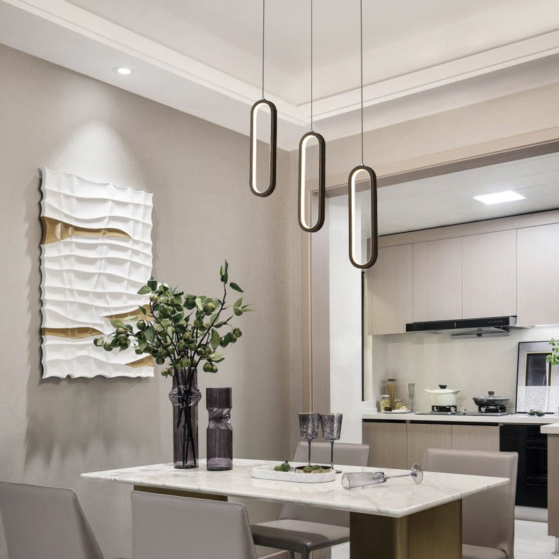 Contemporary Style Linear Island Lighting Metal Island Lighting in Black