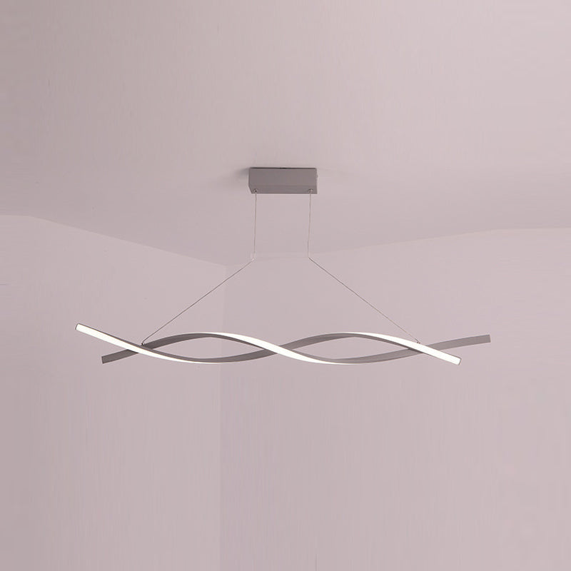 2-Lights Linear Island Light Nordic Aluminum LED Island Pendant for Living Room