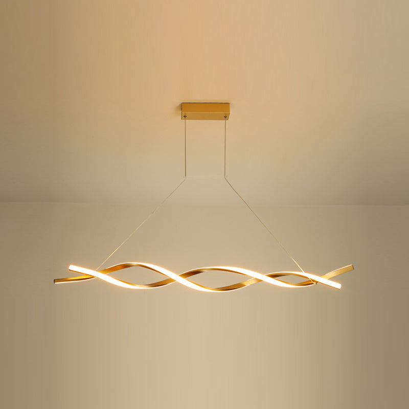 2-Lights Linear Island Light Nordic Aluminum LED Island Pendant for Living Room