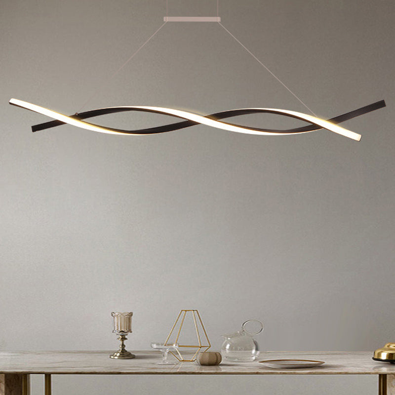 2-Lights Linear Island Light Nordic Aluminum LED Island Pendant for Living Room