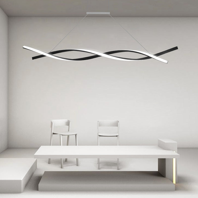 2-Lights Linear Island Light Nordic Aluminum LED Island Pendant for Living Room