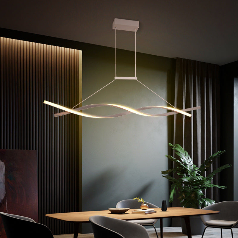 2-Lights Linear Island Light Nordic Aluminum LED Island Pendant for Living Room