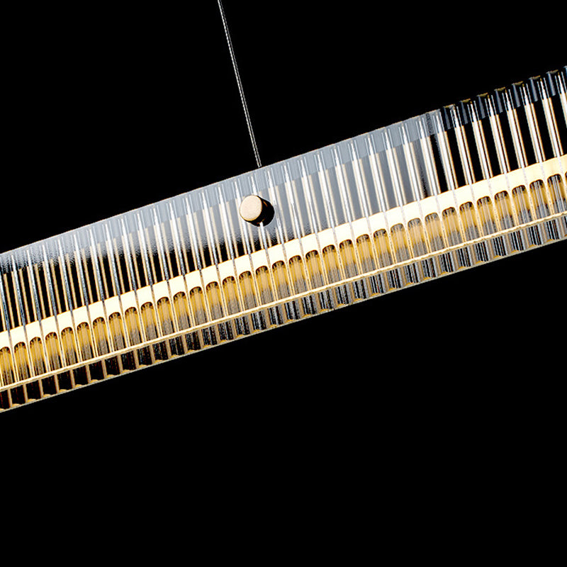 Straight Island Light Modern Metal LED Island Pendant with Glass for Living Room