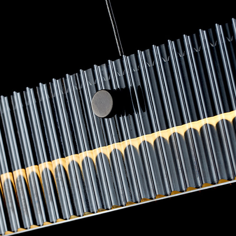 Straight Island Light Modern Metal LED Island Pendant with Glass for Living Room