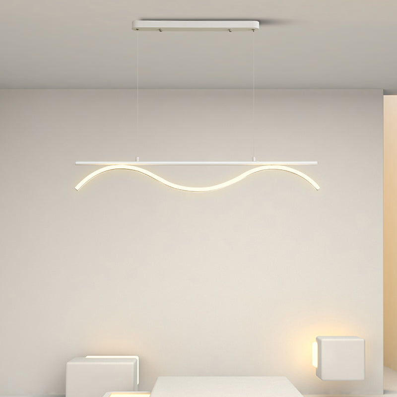 Linear Shape Island Lighting Idea Modern Style Metal 1-Light Island Pendant
