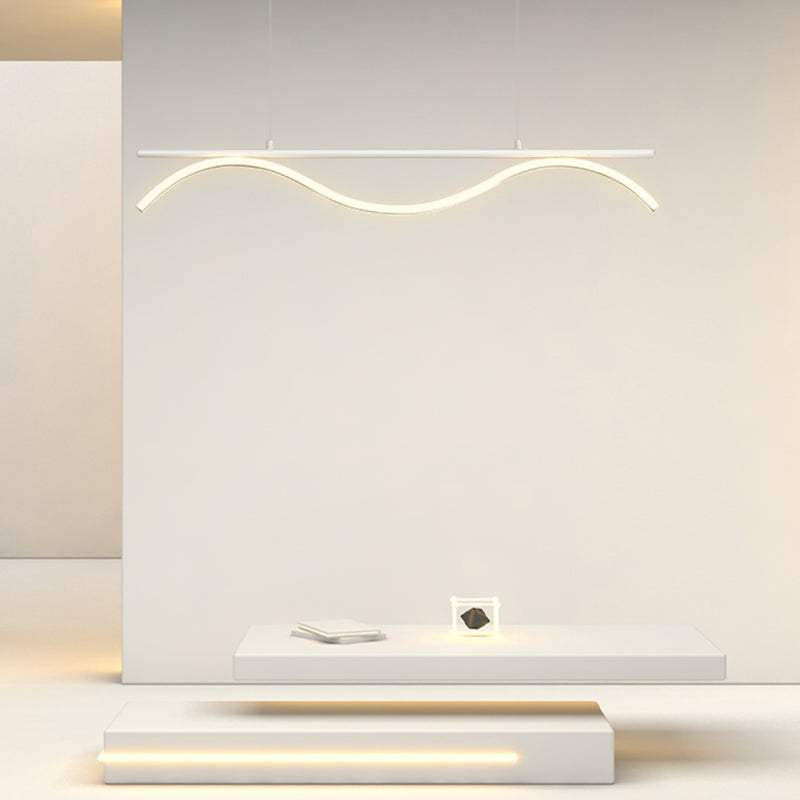 Linear Shape Island Lighting Idea Modern Style Metal 1-Light Island Pendant