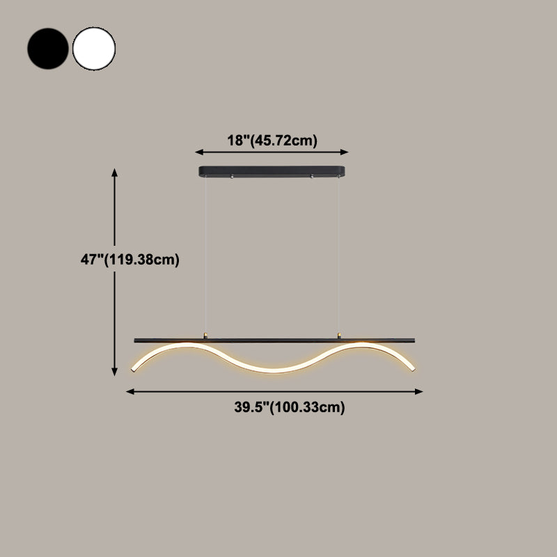 Linear Shape Island Lighting Idea Modern Style Metal 1-Light Island Pendant
