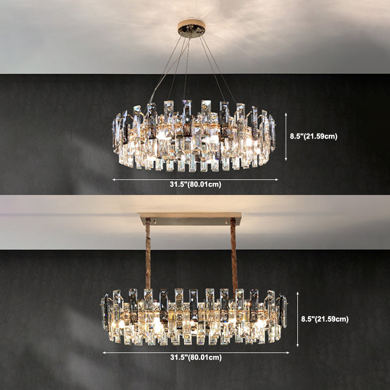 Contemporary Style Geometry Shape Island Lights Crystal Island Lighting in Grey