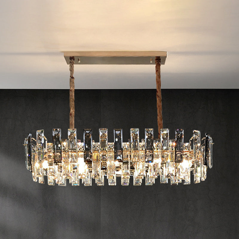 Contemporary Style Geometry Shape Island Lights Crystal Island Lighting in Grey