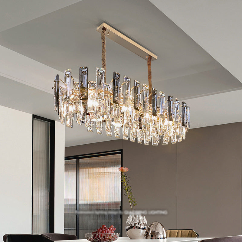 Contemporary Style Geometry Shape Island Lights Crystal Island Lighting in Grey
