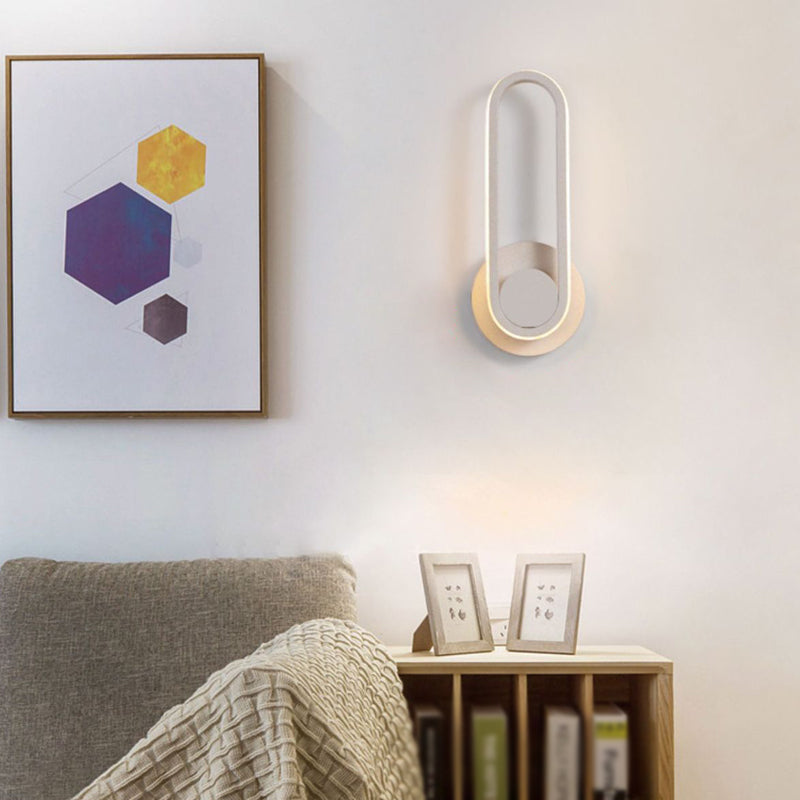 Nordic Style Metal Rotatable Wall Light Oval LED Wall Sconce for Living Room