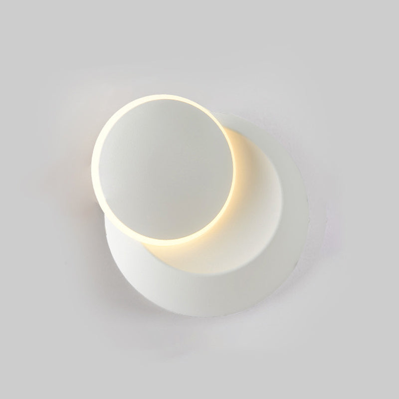 Modern Metal Wall Light Round Rotatable 6" Wide LED Wall Sconce for Living Room