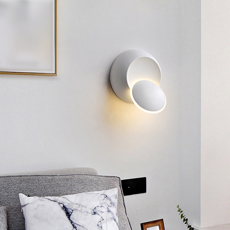 Modern Metal Wall Light Round Rotatable 6" Wide LED Wall Sconce for Living Room