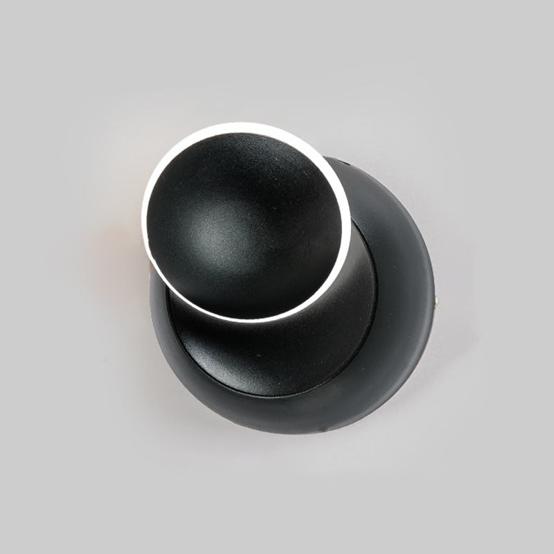 Modern Metal Wall Light Round Rotatable 6" Wide LED Wall Sconce for Living Room