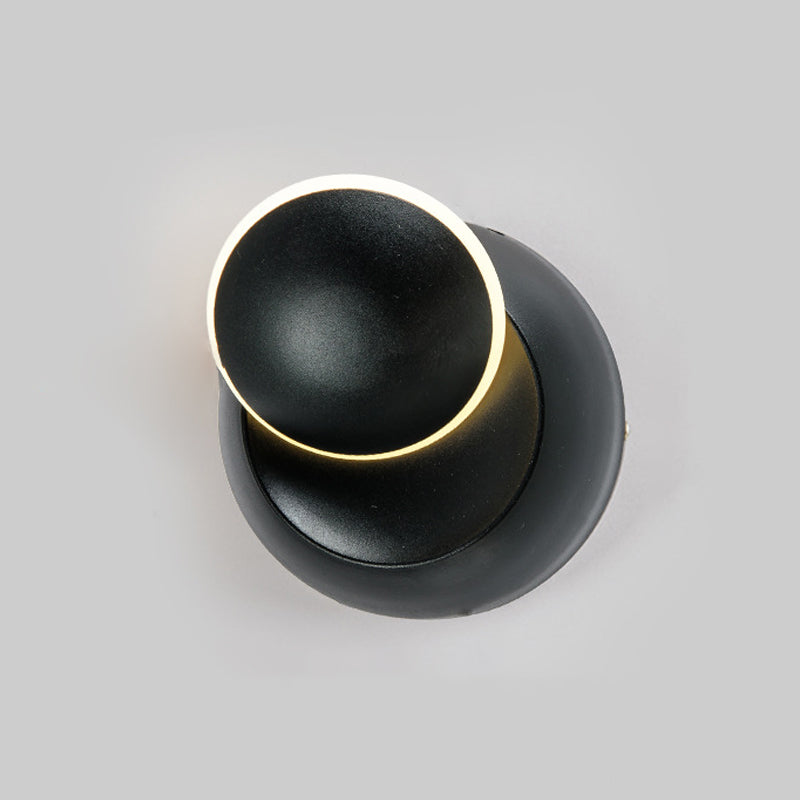 Modern Metal Wall Light Round Rotatable 6" Wide LED Wall Sconce for Living Room
