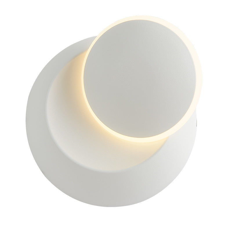 Modern Metal Wall Light Round Rotatable 6" Wide LED Wall Sconce for Living Room