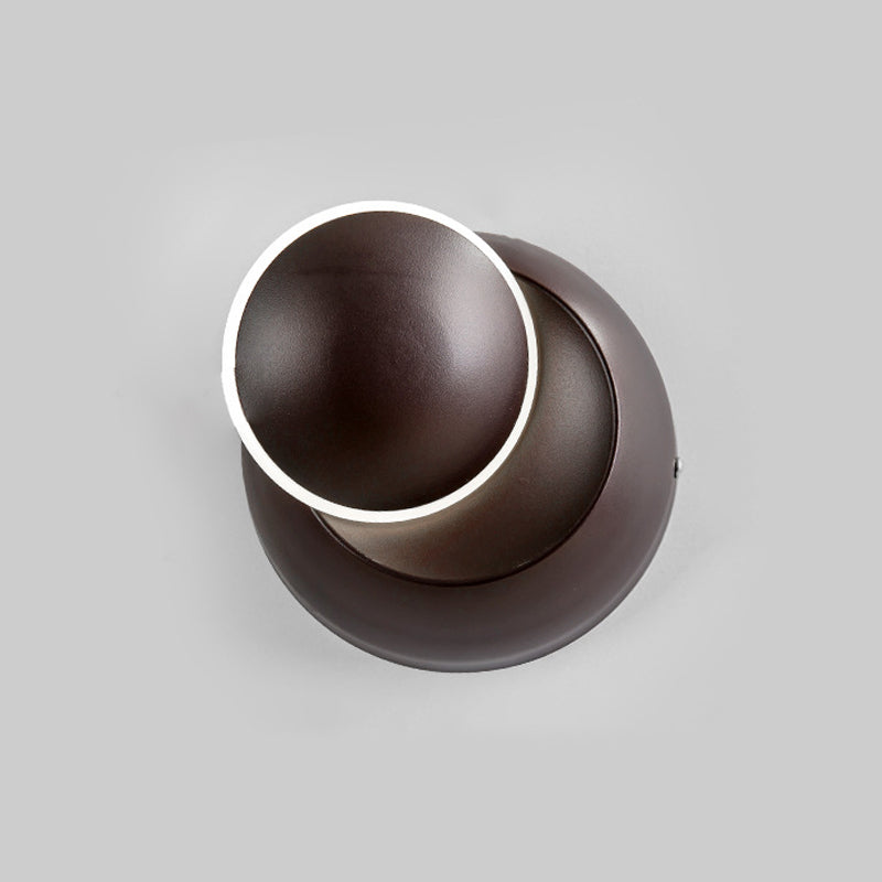 Modern Metal Wall Light Round Rotatable 6" Wide LED Wall Sconce for Living Room