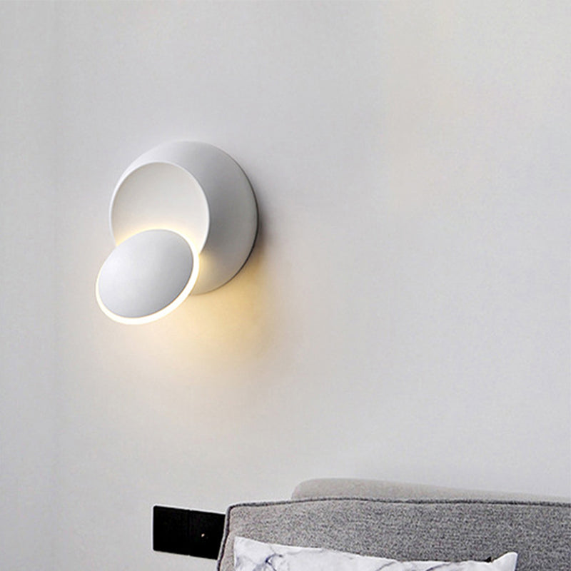 Modern Metal Wall Light Round Rotatable 6" Wide LED Wall Sconce for Living Room