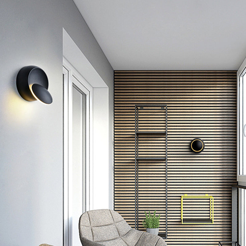 Modern Metal Wall Light Round Rotatable 6" Wide LED Wall Sconce for Living Room