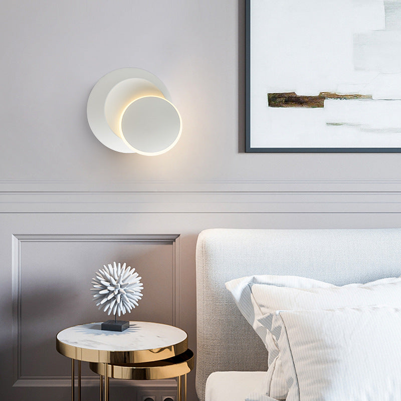 Modern Metal Wall Light Round Rotatable 6" Wide LED Wall Sconce for Living Room